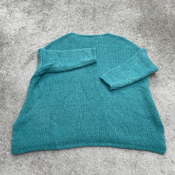 J&S Millenium Acrylic Alpaca Pullover Sweater Women Medium teal Green Fuzzy Knit - Picture 2 of 12